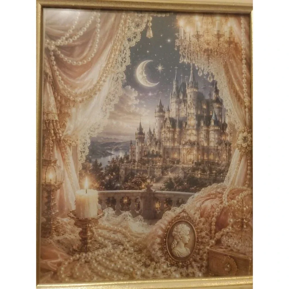 Victorian-Inspired Ivory & Gold Fairytale Castle Frame